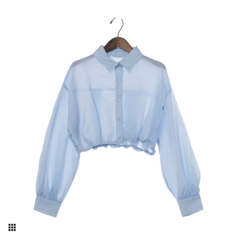 Light Blue Women's Cropped Blouse
